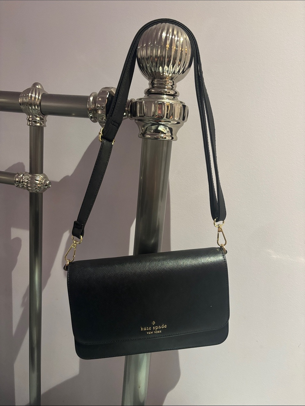 kate spade Black Saffiano Crossbody with Gold Hardware